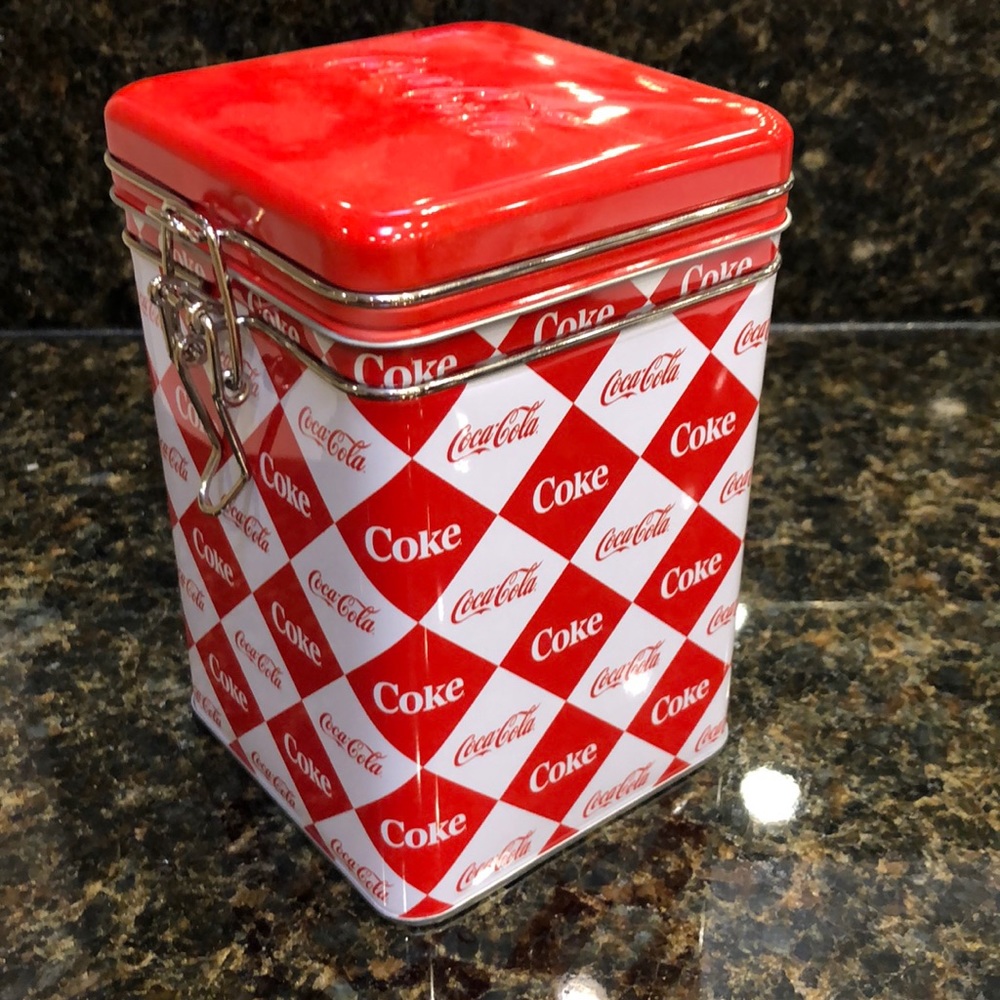 Coca-Cola checkerboard metal tin box